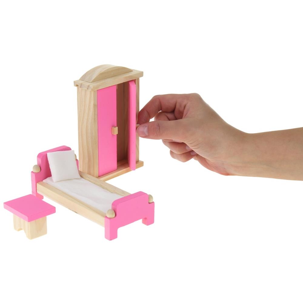 Wooden Dollhouse Furniture Set with Accessories 35 Pieces