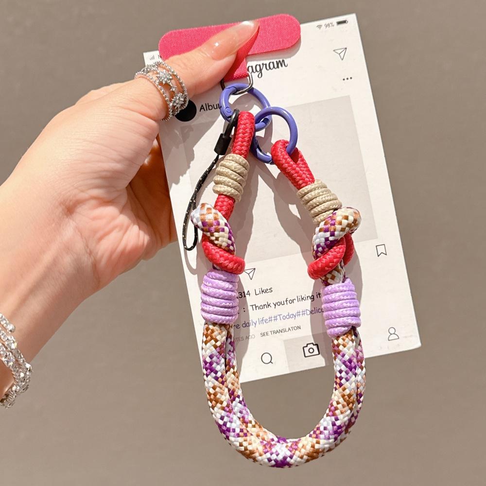 [Longsheng] Mobile phone lanyard removable braided hand rope short wrist ring dual-purpose portable women's dopamine contrasting