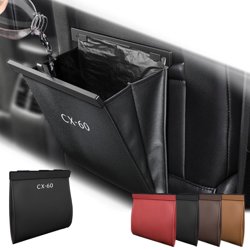 KINKA Car Trash Can for Mazda Car Storage Case with Hooks for Back 5kg Car Accessories Car Trash Small Item Convenient PU Large CX-60, Magnetic, Seat,