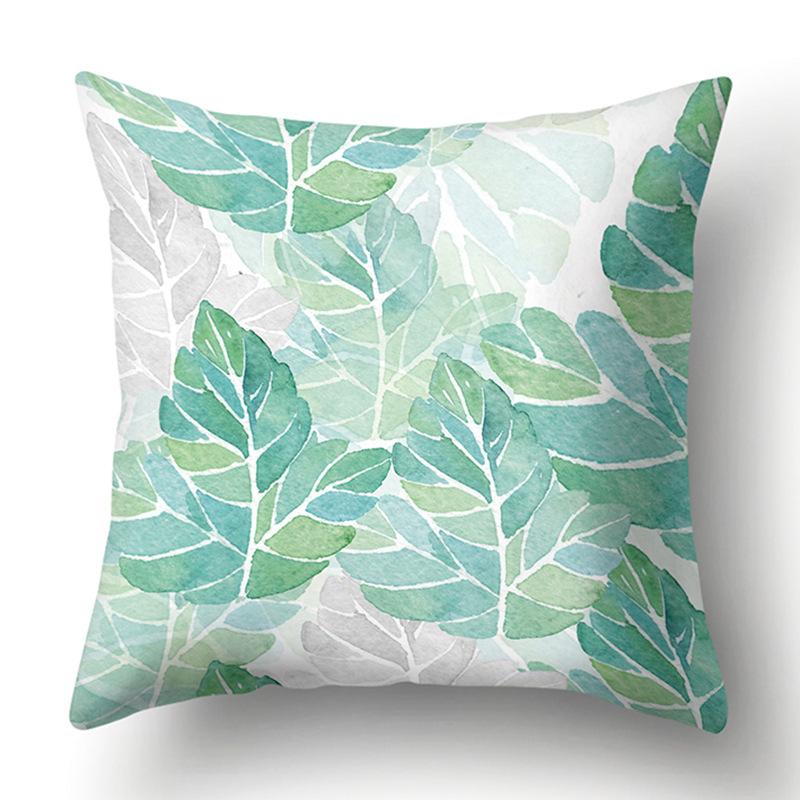 Polyester Pillowcase Green Tree Leaf Pillowcase Home Soft Furnishing Car Cushion Cover
