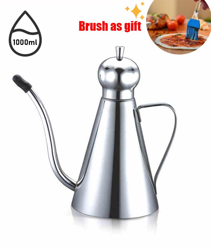 SUS304 Stainless Steel Oil Dispenser  Bottle Leakproof Cruet with Spout Easy Precision Pouring of Olive Oil Vinegar and Grease