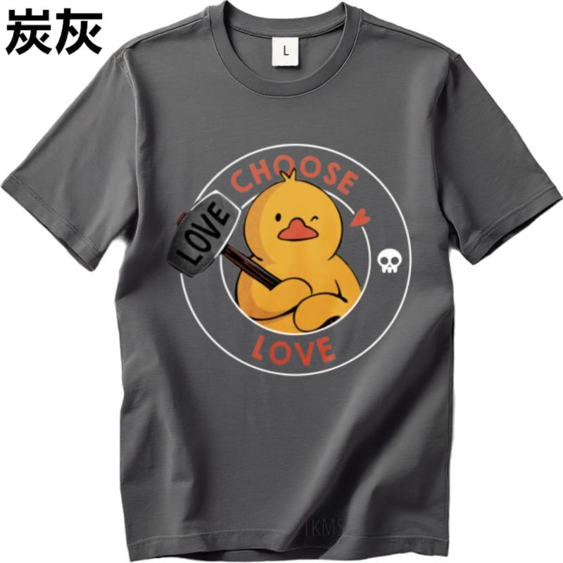Printed Unisex Crew Neck t shirt unisex Choose Love Duck With Hammer And Skull Trendy Teenagerss male tshirt brand