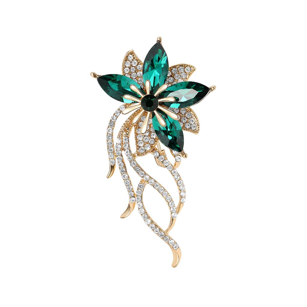 Flash Diamond Floating Flower Brooch, High-End Female Exquisite Crystal Brooch, Light Luxury, Niche Design Pin, Suit Accessories