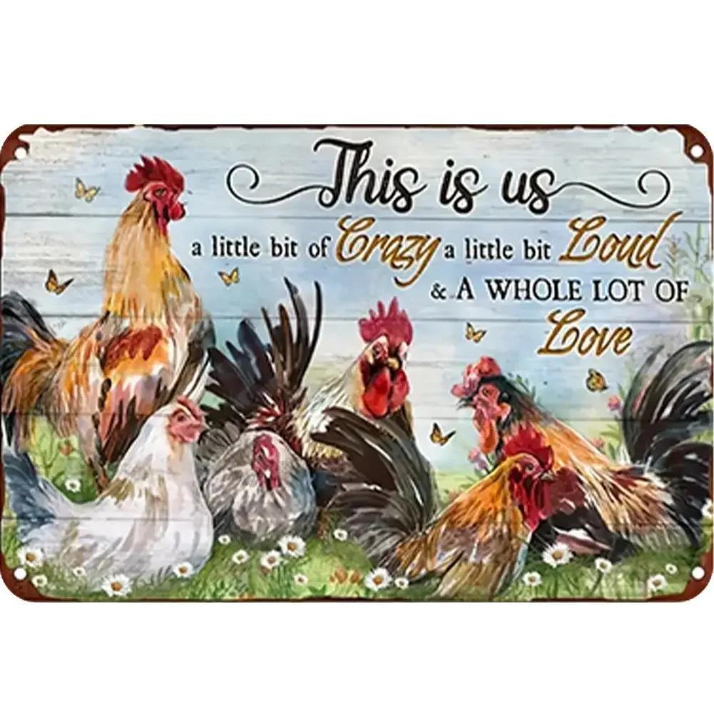 

Винтажная жестяная вывеска - Дом там, где куры - Смешные металлические вывески для декора фермерского дома - Художественное оформление стены из металла для курятника 20x30cm чёрный