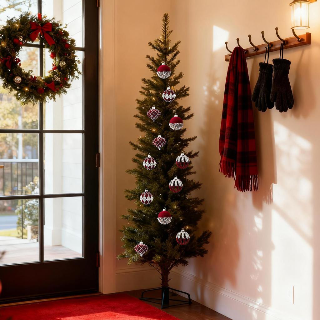 Christmas Tree Ornaments Set 12 Pieces Colorful Modern Art Rhinestone Decorative Ball Christmas Tree Ornaments for Home Wall