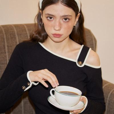 SALON DE YOHN Knappdetalj Sammet Hårband_ Elfenben