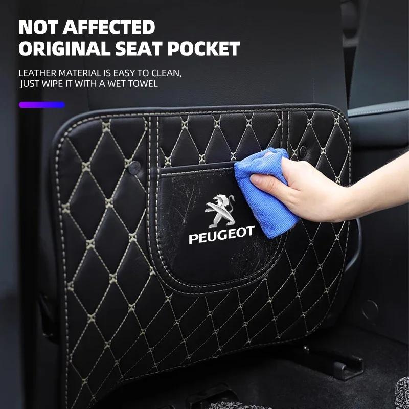 2026 Hot Car Sticker New PU Leather Car Anti-Kick Mats Car Seat Back Protector Cover For Peugeot 206 208 306 307 308 407 408 508