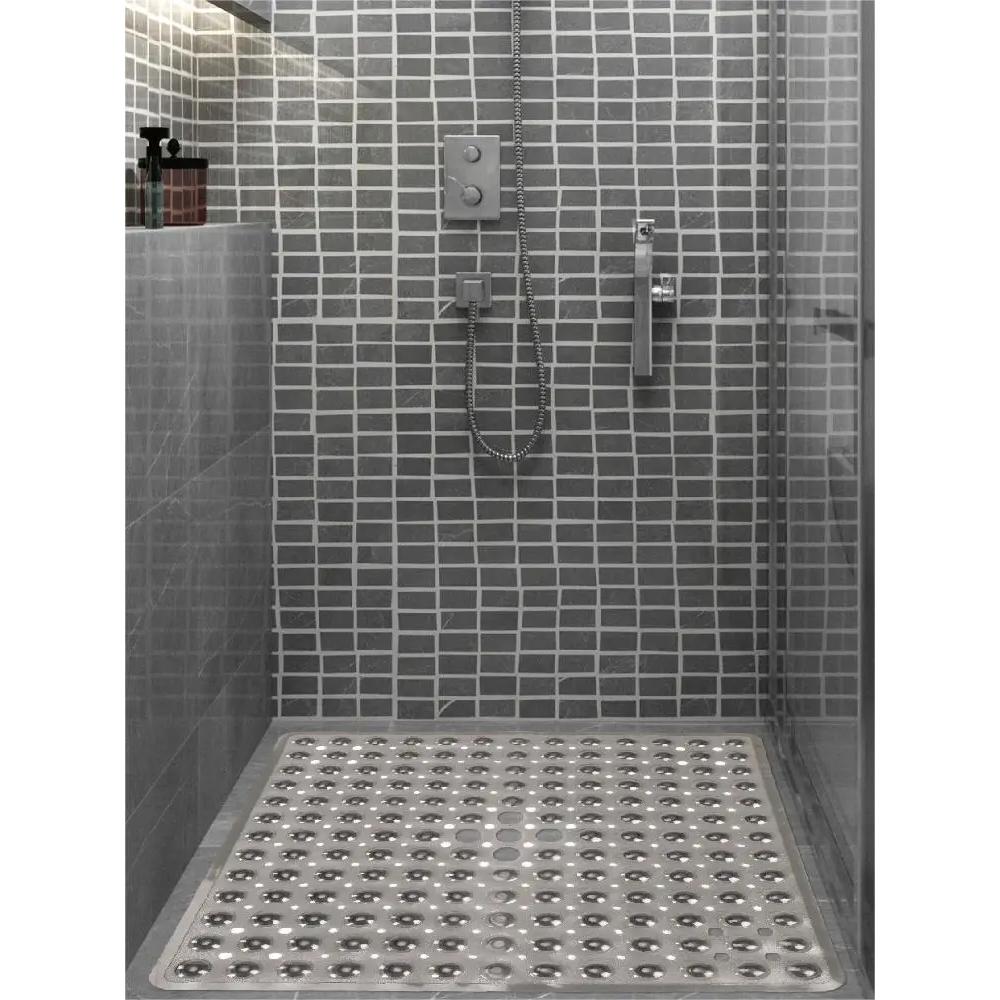 Square Bath Mat, Non-slip Bath Mat with Suction Cup, Bath Mat, Drain Hole, Machine Washable