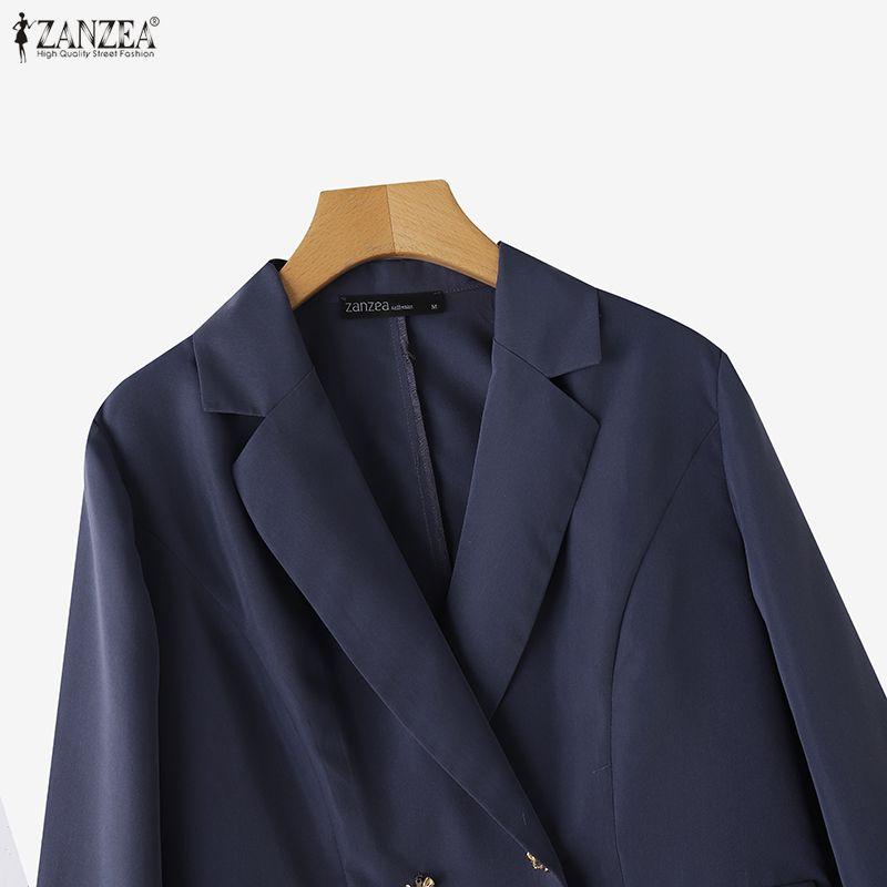 ZANZEA Damen Lässiger Umlegekragen Langarm Dünner Cardigan Blazer