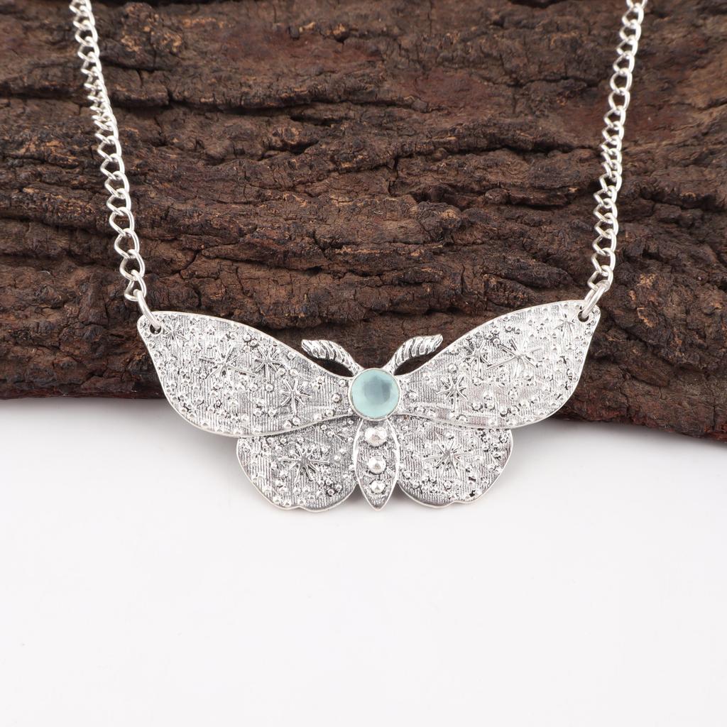 Aqua Chalcedon Handgefertigter Edelsteinschmuck, 925 Sterling Silber Anhänger Unikat Design Schmuck, Für Frauen