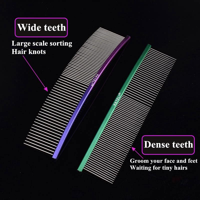 Pet S-shaped & curved Comb Professional Stainless Steel Grooming Comb Dense Sparse Teeth Dog Cat Cleaning Hair Reemoval Comb