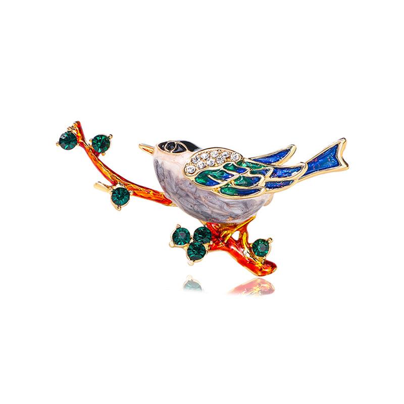 Национальный стиль персонализированная имитация броши-сороки милая птица цветок эмаль бриллиант корсажная булавка аксессуары для одежды воротника