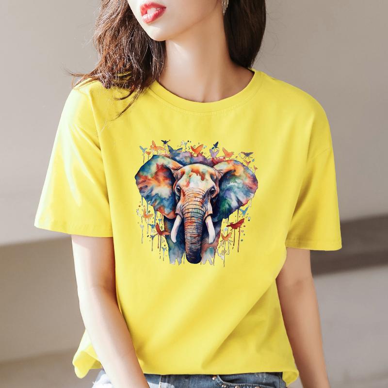 Watercolor Elephant Stickers On Clothes New Garment Accessory Diy Heat Transfer Washable Thermal Patchesdiy Craft Supplies
