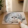 Diatomite Cat Print Doormat Non-slip Pet Floor Mat Cute Entryway Rug  Hallway