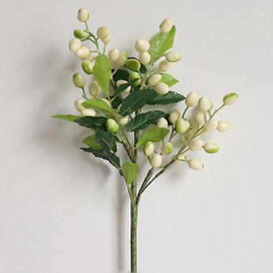 Artificial Berry Stems Faux Green Olive Branches with Leaves Fake Greenery Picks with Fruits for Home Vase Floral Arrangement