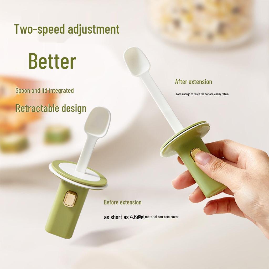 Telescopic Glass Seasoning Spoon and Jar Set for Kitchen and Home