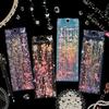 1pack/20Pcs Holographic Long Strip Stickers Colorful Shiny DIY Handmade Album Scrapbooking Decorative Paper Supplies
