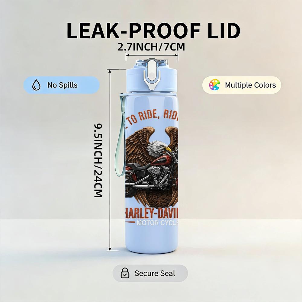 1PC Retro Eagle Skull Circular Band Logo Print 750ml Portable Sports Water Bottle Leakproof Gym Outdoor Travel Drink Cup