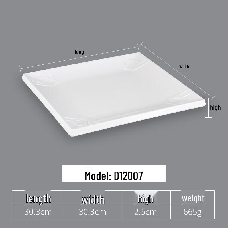 Yipan White Melamine Square Dumpling Plate Set - 5 Pack