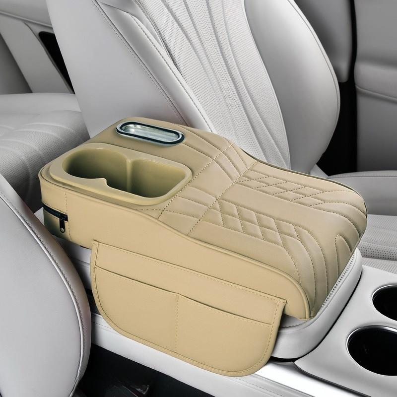 1 Car Center Console Tray with Raised Design, Tissue Box and Cup Holder, Multi-Color Options, Storage Mat