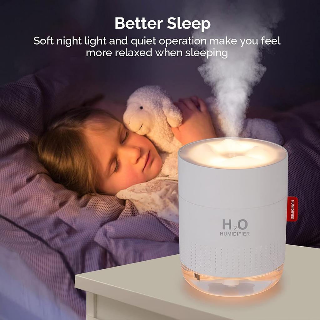 Portable Mini Humidifier, 500ml Small Cool Mist Humidifier, USB Personal Desktop Humidifiers for Baby Bedroom Travel Office Home, Auto Shut-Off, 2
