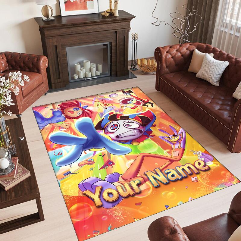 Personalized Crystal Velvet Carpet Custom Name Text,The Amazing Digital Circus Anti Slip Area Rug For Home Decoration