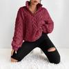 Women's Burgundy Cable Knit Turtleneck Sweater, Cozy Winter Pullover, Ribbed Cuff