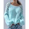 Maglione da Donna Girocollo Manica Lunga Primavera Autunno Casual Largo Morbido Semplice Monocolore Jacquard Lavorazione a Maglia Intrecciata Pullover