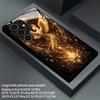 Gold-Lacquered Lotus Seat Phoenix Pattern 2D Phone Case for Samsung S26 S25 S24 S23 S22 S21 S20 Tempered Glass Protective Cover