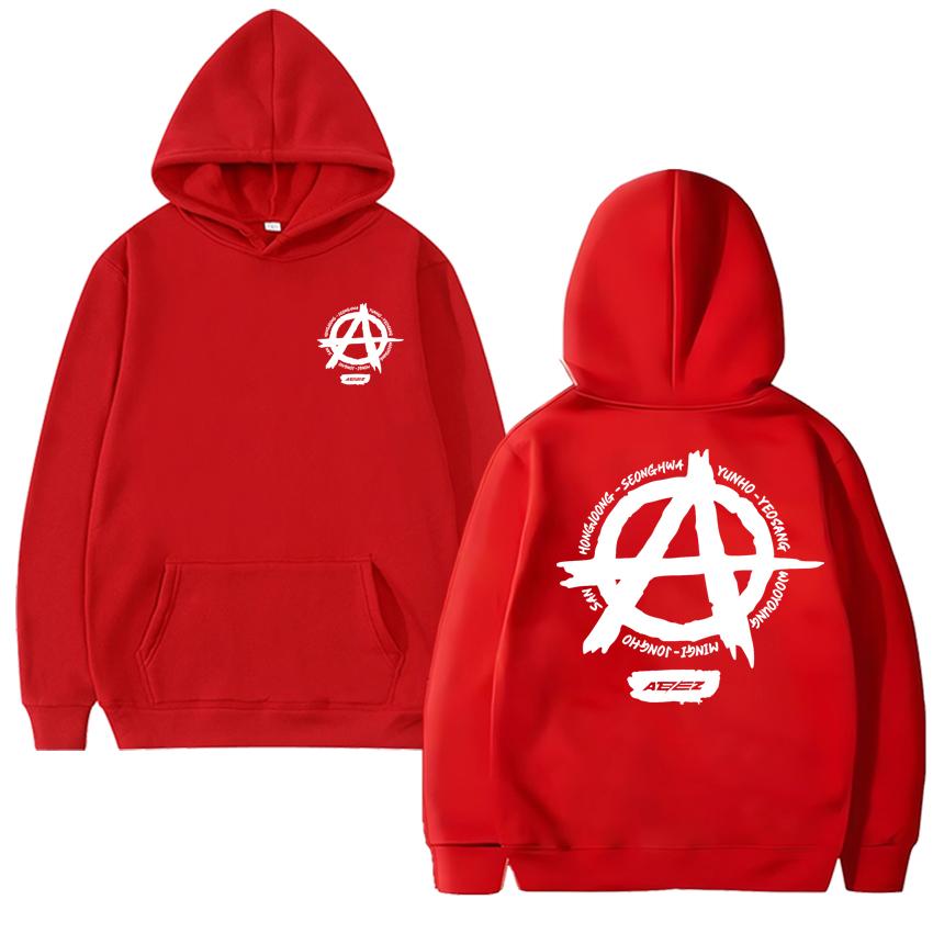 Kpop Ateez Double Sided Logo Printed Hoodie Autumn Winter Men Women Trend Y2k Sweatshirt Unisex Fleece Casual Vintage Pullovers