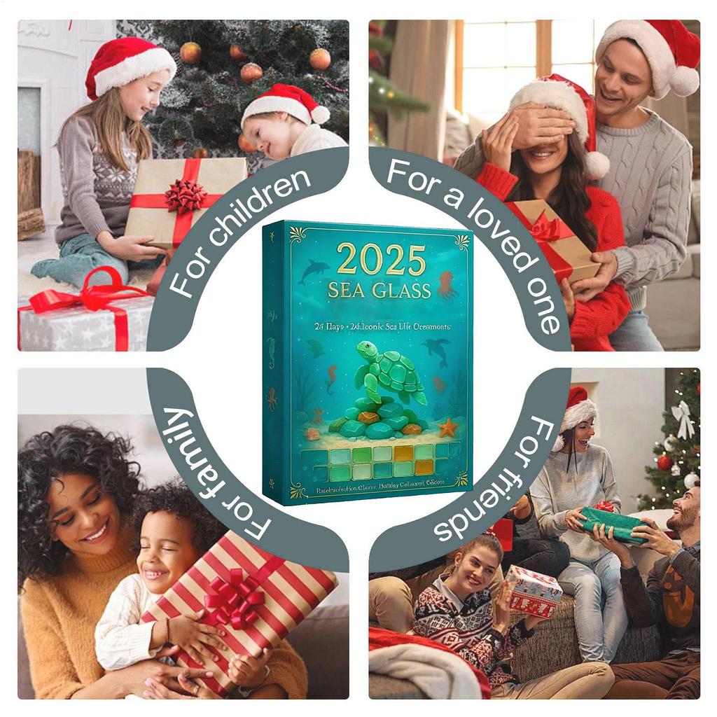 Christmas Advent Toy 2026 2D Flat Acrylic Xmas Tree Ornament 24 Days Sea-themed Pendant Countdown Calendar Home decoration