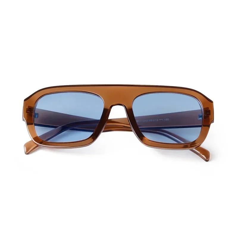 Vintage Yellow Oversized Square Sunglasses Women Men Luxury Designer Flat Top Tortoiseshell Sunglasses Lentes  Mujer S3917