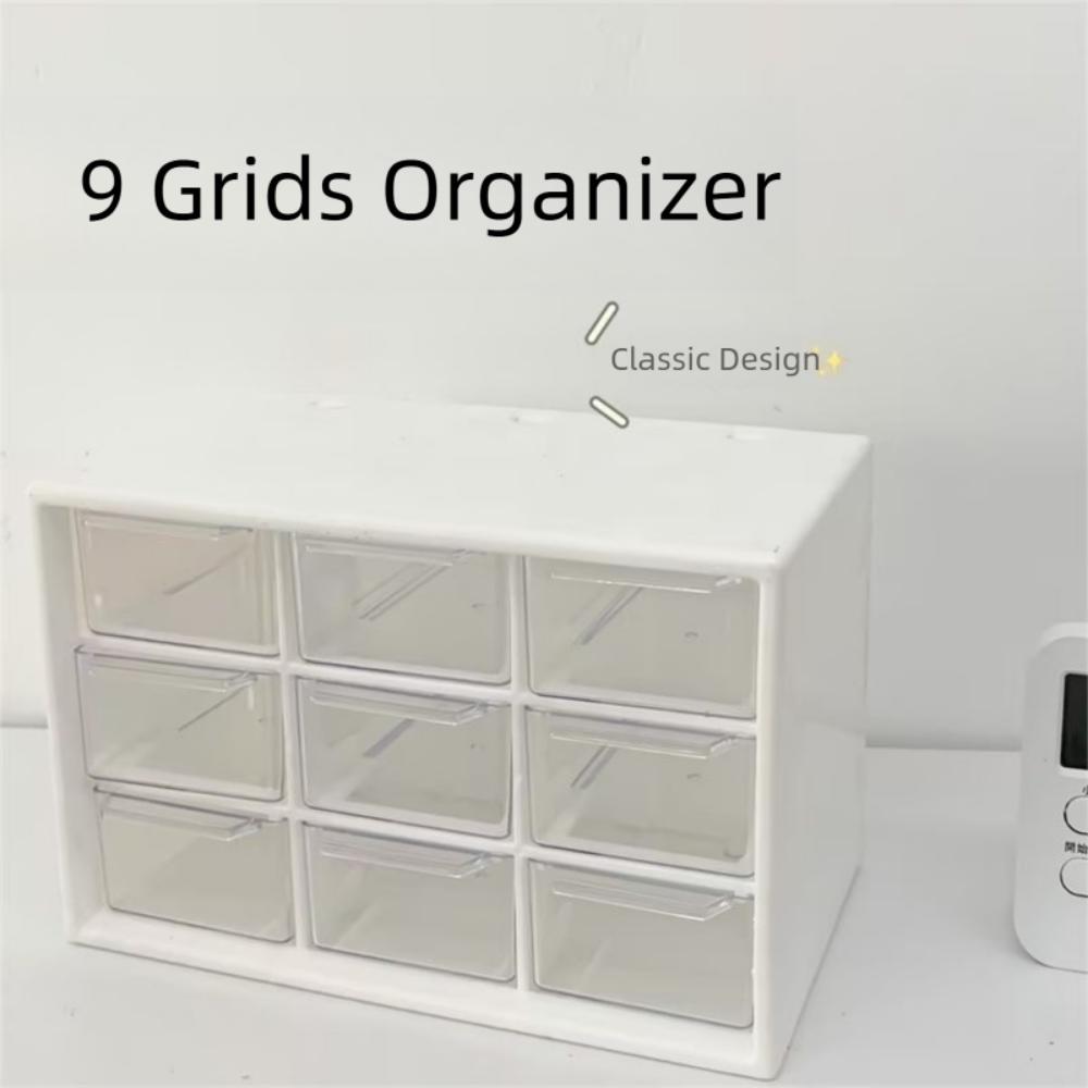 PVC Storage Box 9 Grids Drawer Organizer Box Desktop Drawer Organizer For Jewelry Cosmetics