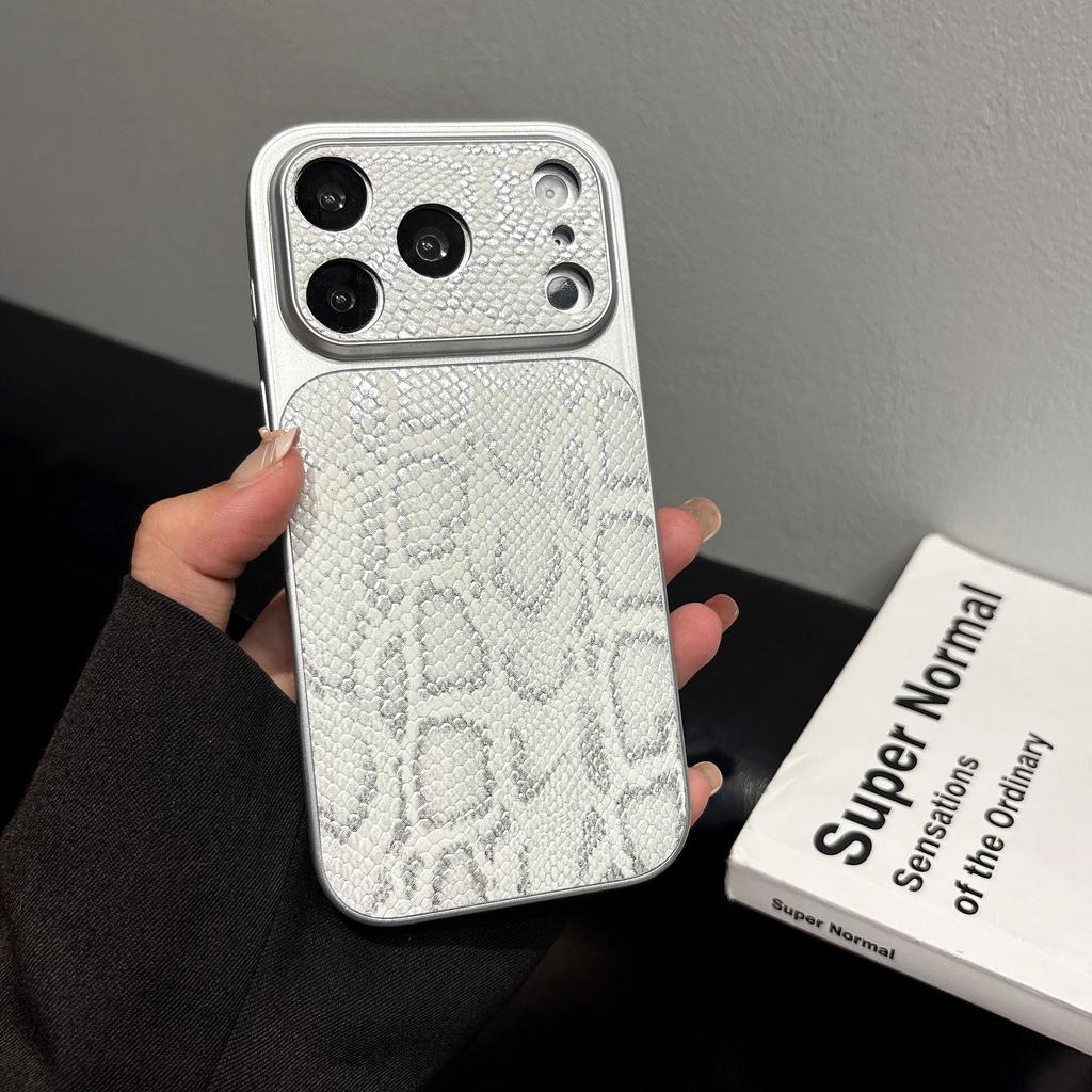 iPhone 17 Air 16 15 14 13 Pro Max İçin Premium İş Derisi Doku Desenli Telefon Kılıfı Kaplama Parlak Darbeye Dayanıklı Arka Kapak