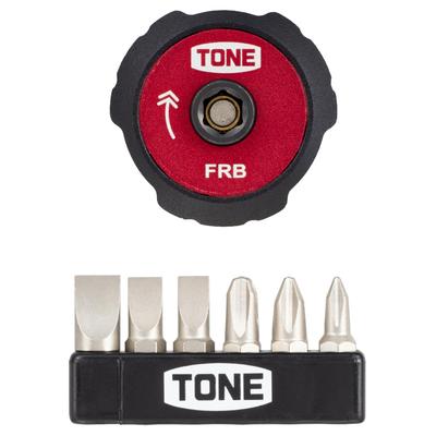 Tone Finger Ratchet Wrench Set FRB6S with Bit Set Inserts, Red, 7-Piece