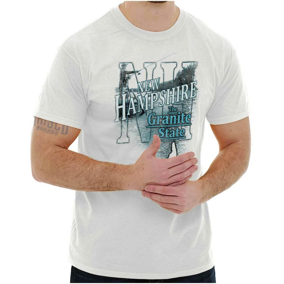 New Hampshire Fishing Lake Souvenir Travel NH Adult Short Sleeve Crewneck Tee XXXL