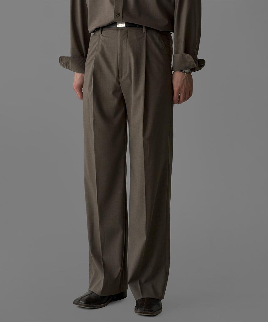 Baulopeulodeogteu Compact Single-Pleat Tr Slacks [Beige]