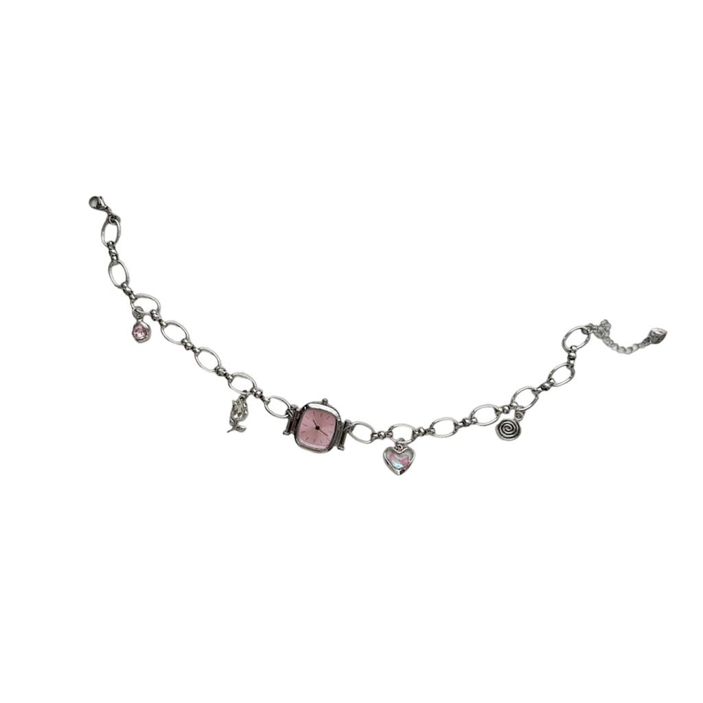 Artistic Heavy Duty Unisex Watch Pendant Necklace Alloy Construction Clavicle Chain Vintage Style Neckwear Jewelry