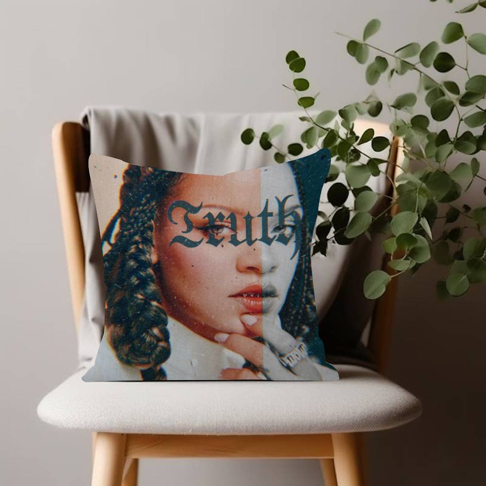 Famous Singer Rihanna Pop Music Maple Design Cushion Cover Happy Autumn Harvest decor Holiday Decorati Pillow Cover