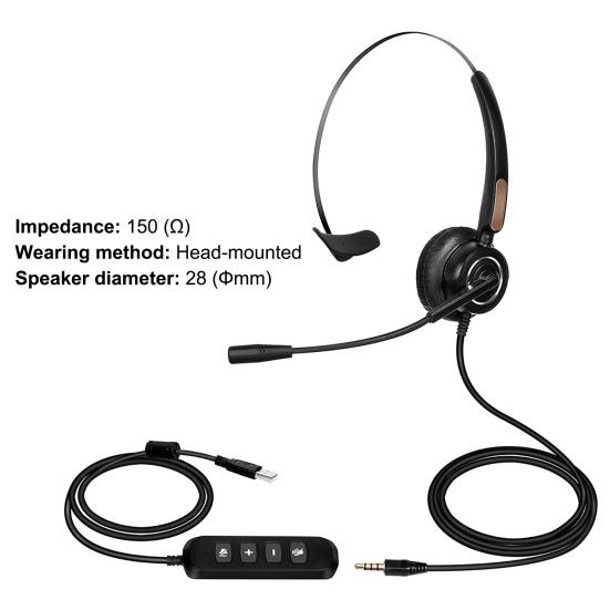 U900 H510 Telephone Headset High Fidelity Noise Reduction Breathable 3.5mm RJ9 MIC Long Cable Call Center Headphone for Telemarketing