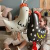 2 Stück Hühnchenförmige Aluminiumfolienballons Schwarz Weiß Gepunktet Cartoon Stehende Dekorationen Kindergeburtstagsparty Ballons