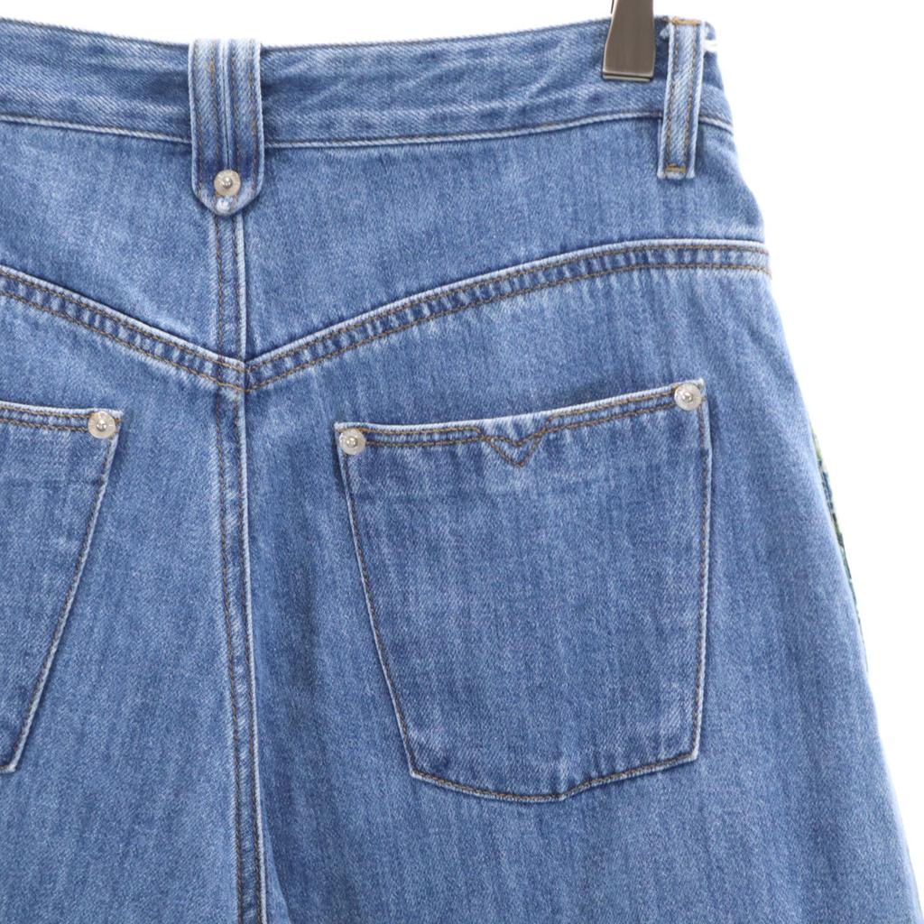 Diesel Floral Pattern Switching Wide Denim Pants XS Blue Women Used