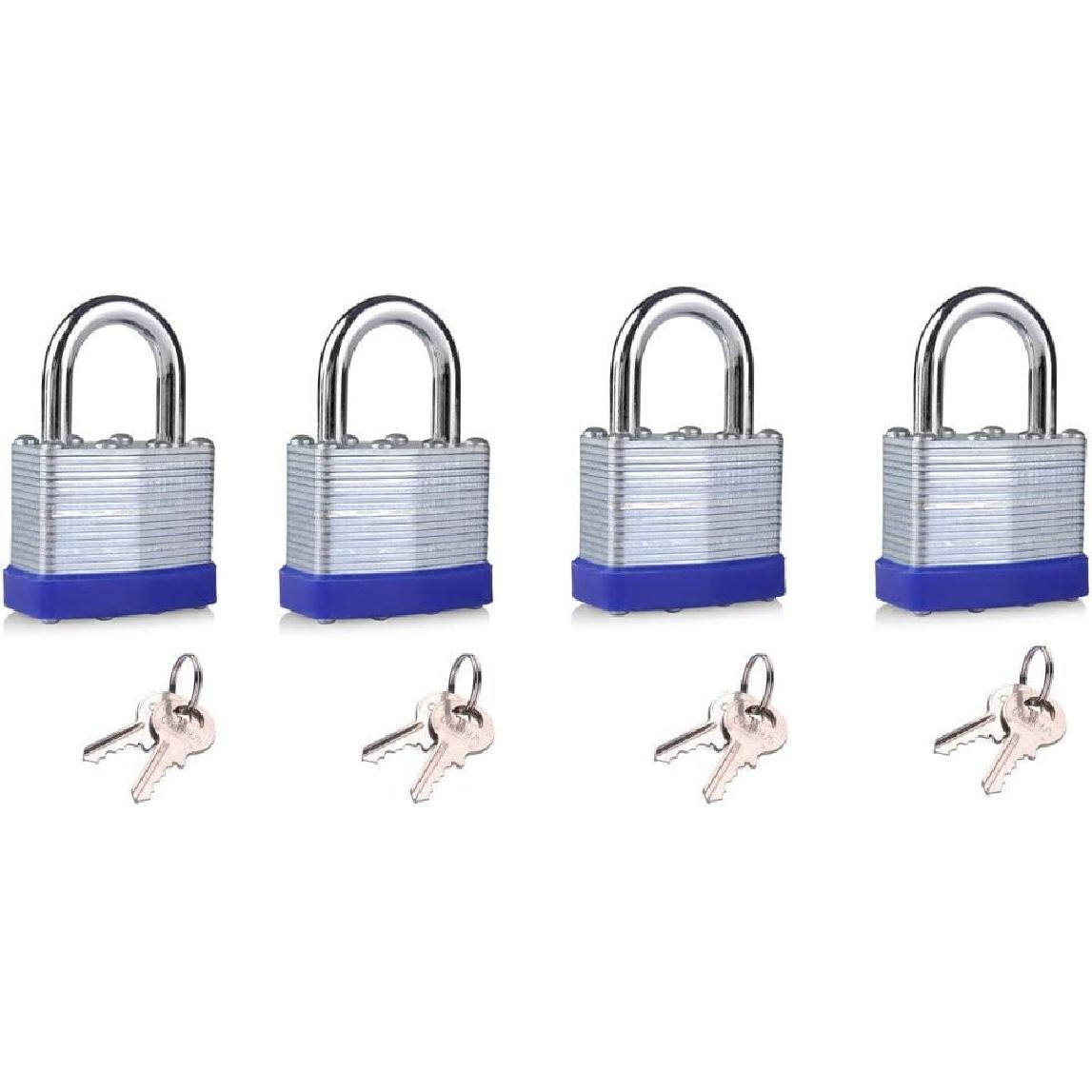 

Hardened Short Shackle Laminated Steel Padlock 1-9/16-inch(40mm) Pin Tumbler Padlock Keyed Alike with 2Steel Keys of Padlock 4packs 3 Packs Short Shackle