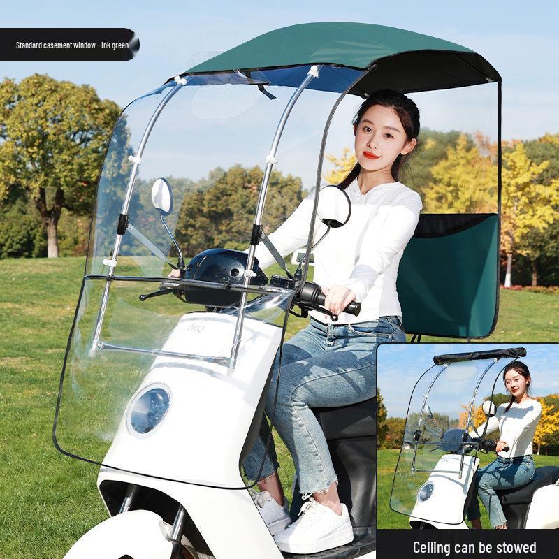 Enhanced Electric Motorcycle Canopy: Rainproof, Removable, and Windproof Umbrella