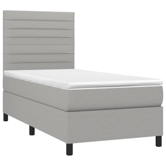 VidaXL Divan Bed with Mattress Light Grey 90x200 Cm Fabric - Model 3141825