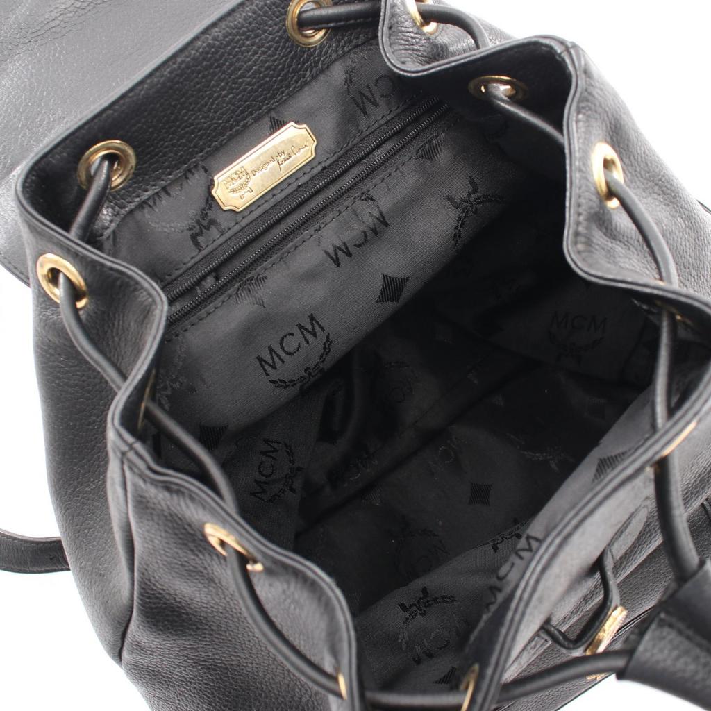 Used MCM Studs Rucksack Backpack leather Black Used Women