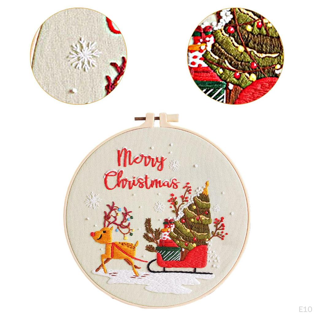Christmas Embroidery Kit Craft Set Material Package Needlepoint Cross Stitch Kits for Beginners