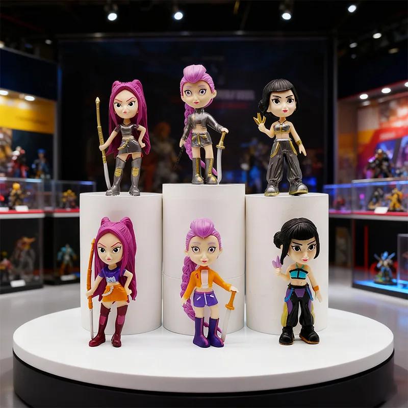 6pcs/Set Kpop Demon Hunters Figure Toy Cartoon Rumi/Mira/Zoey Action Figure PVC Desktop Decoration Model Doll Toy Fans Gift