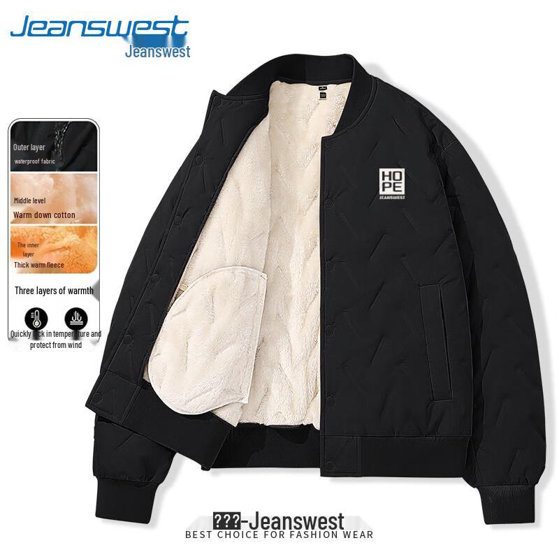 

Jeanswest Men s Thick Padded Water-Repellent Baseball Collar Jacket 3XL