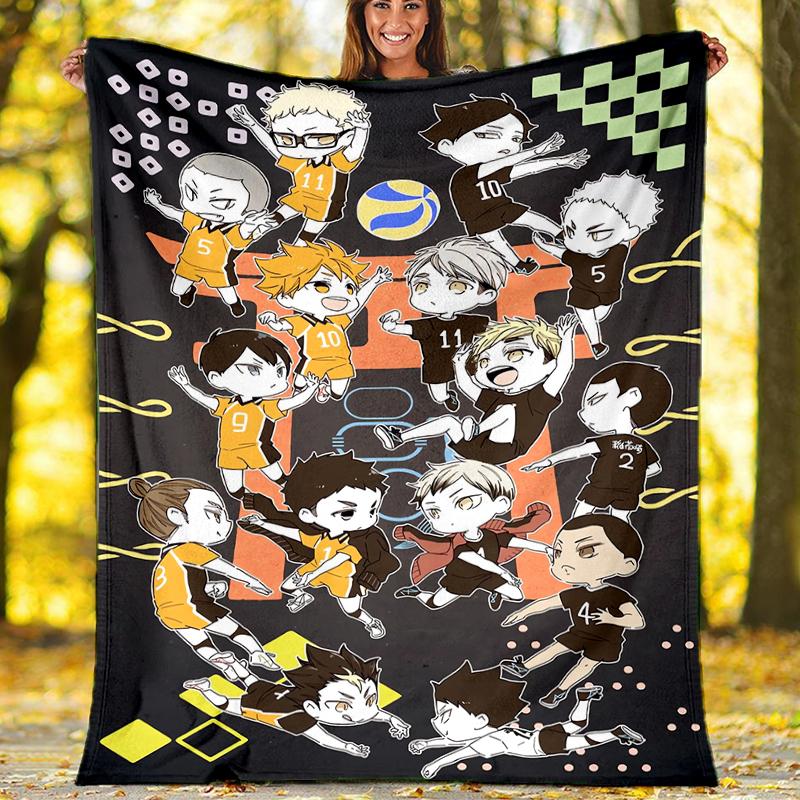 Haikyu Theme Printed Blanket - Perfect for Couch, Bed, Travel & Outdoor Use | Machine Washable, Cozy & Durable.